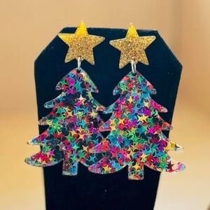 Multi-color Christmas Tree Acrylic Earrings